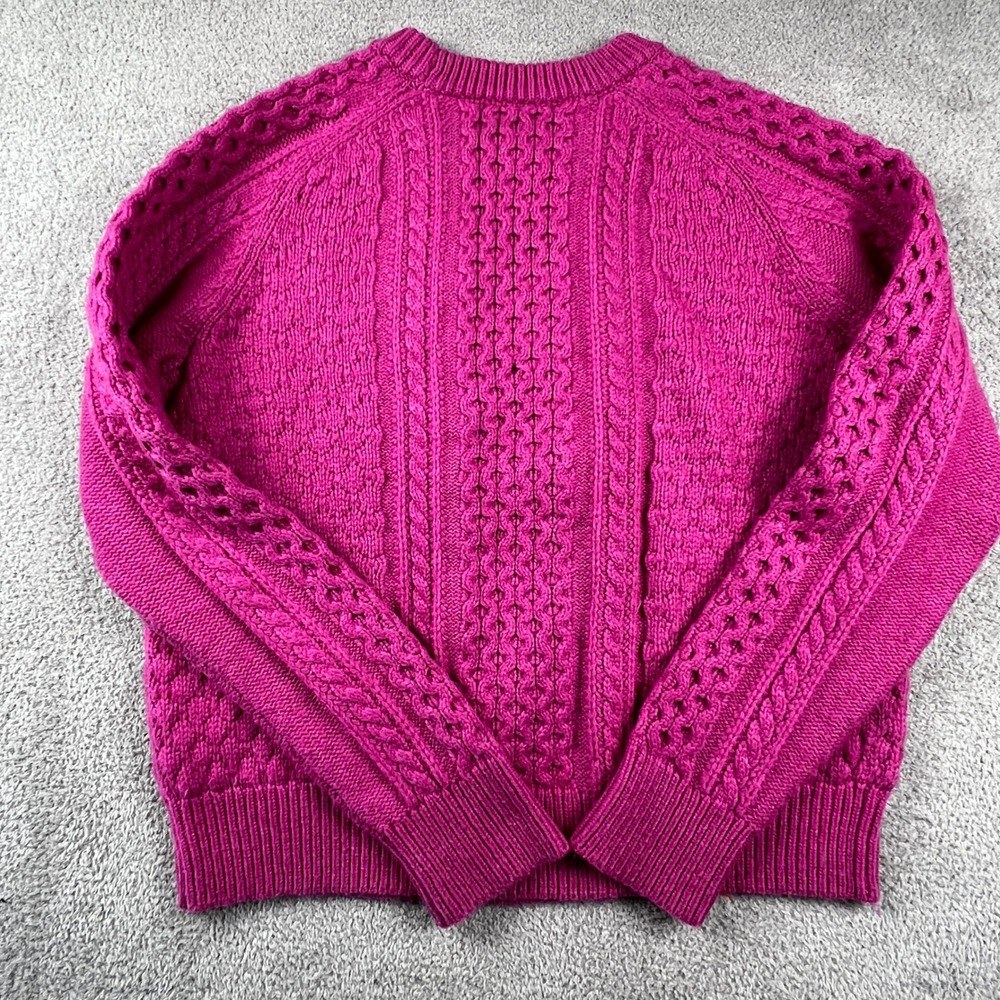J.Crew Pink Cable‎ Knit Sweater Womens Large Preppy Chunky Textured Cozycore - Picture 14 of 14